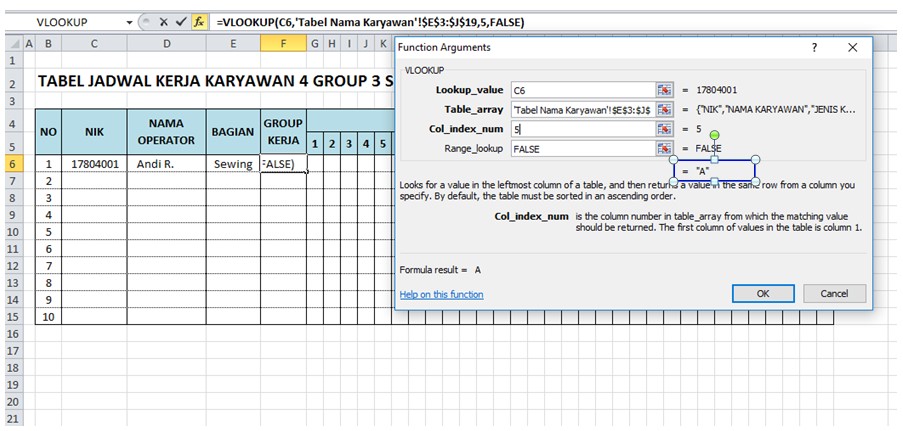 Cara Membuat Jadwal Kerja Karyawan Dengan Fungsi Vlookup Pada Excel