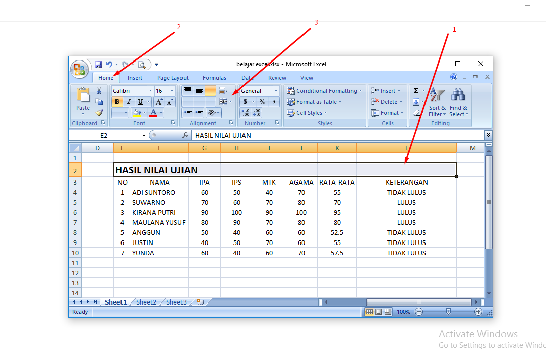 cara membuat kolom pada microsoft excel 2007