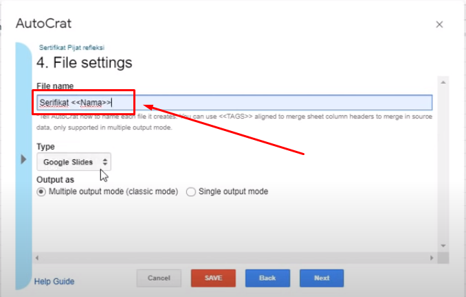 Nama File sertifikat
