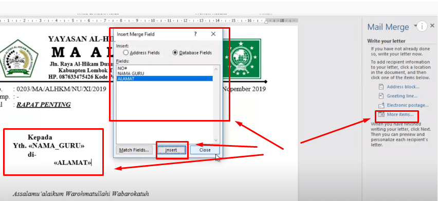 Cara Membuat Dan Mencetak Mail Merge Di Ms Word Dari Data Excel 5051