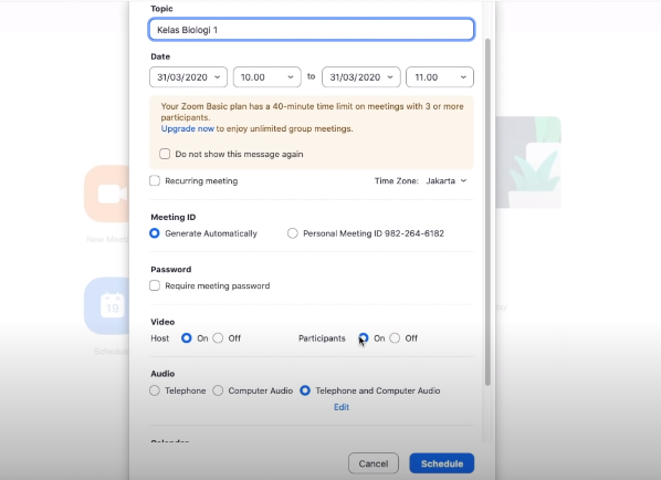 Membuat Schedule di aplikasi zoom