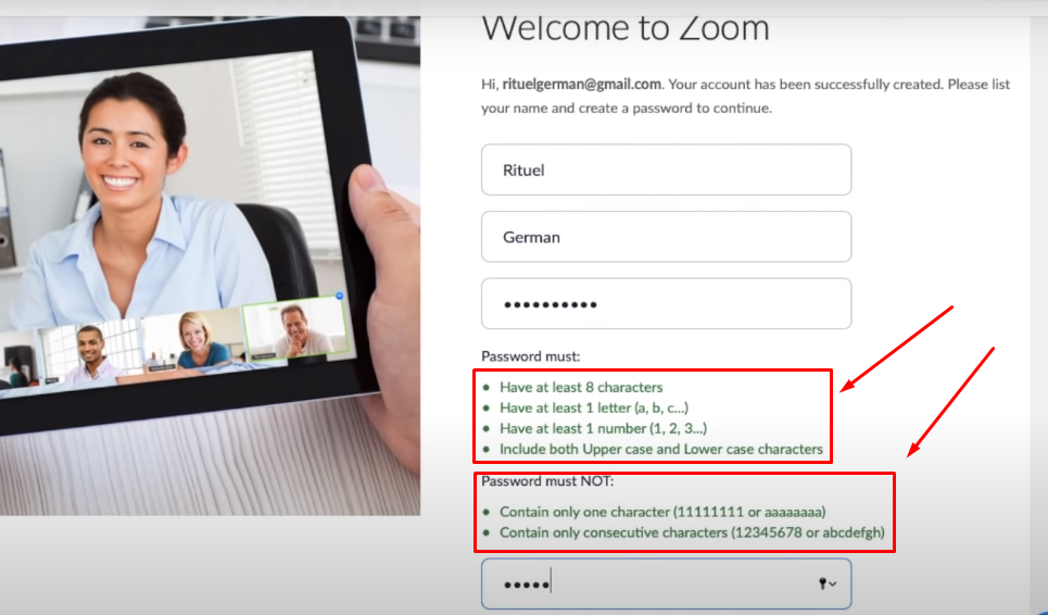Registrasi di aplikasi zoom