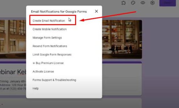 create email notificataion