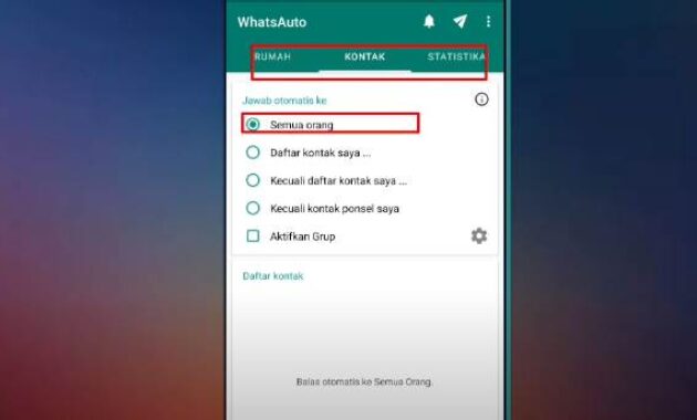 Seting kontak whatsauto