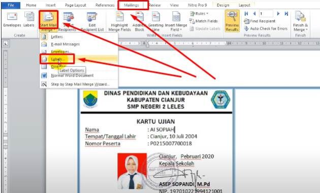 membuat kartu ujian otomatis dengan excel