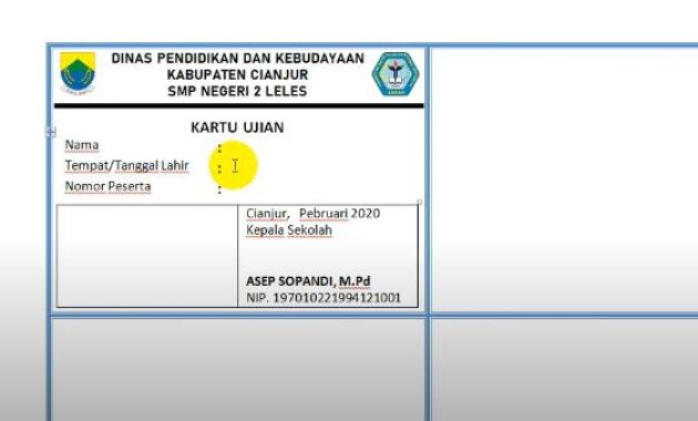 cara membuat kartu peserta ujian otomatis