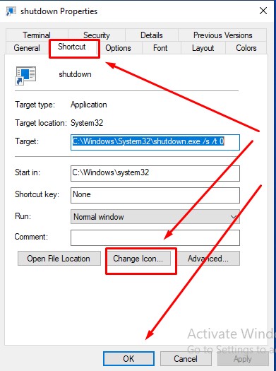 change icon shortcut