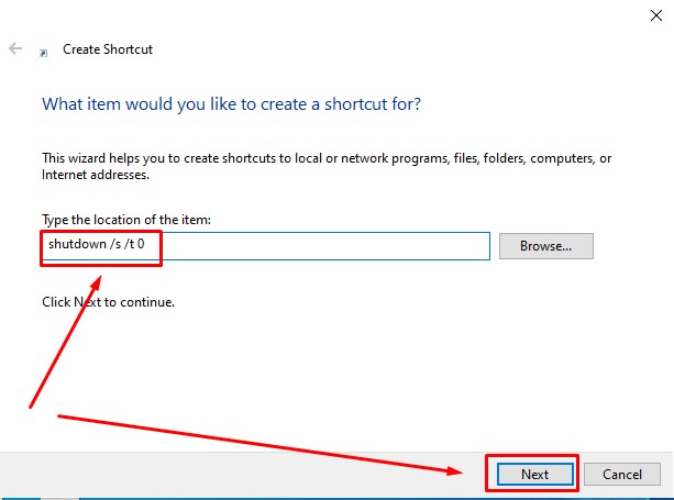 create shortcut pc
